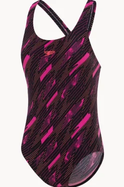 One Pieces|Speedo Girls Hyperboom Allover Medalist One Piece Black/Pink