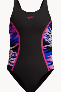 One Pieces|Speedo Girls Hyperboom Splice Muscleback One Piece Black/pink