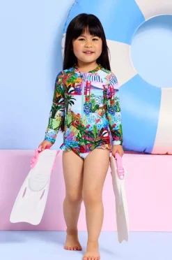 Rashies & Sunsuits|Seafolly Girls Girls La Boca Zip Sunsuit Multi