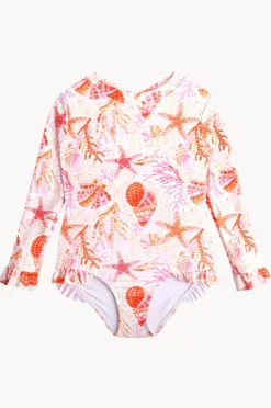 Rashies & Sunsuits|Seafolly Girls Girls La Mer Frill Sunsuit Orange/Pink