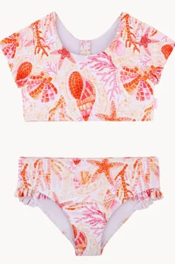 Bikini Sets|Seafolly Girls Girls La Mer Short Sleeve Crop Set Orange/Pink