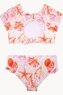 Bikini Sets|Seafolly Girls Girls La Mer Short Sleeve Crop Set Orange/Pink