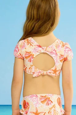 Bikini Sets|Seafolly Girls Girls La Mer Short Sleeve Crop Set Orange/Pink