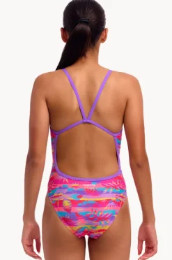 One Pieces|Funkita Girls Leave In Single Strap One Piece Pink/purple