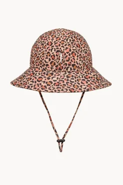 Hats|Bedhead Girls Leopard Ponytail Bucket Sunhat Coral Pink