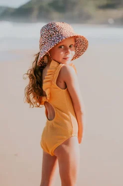 Hats|Bedhead Girls Leopard Ponytail Bucket Sunhat Coral Pink