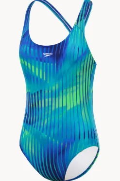 One Pieces|Speedo Girls Linear Lava Splashback One Piece Blue/green