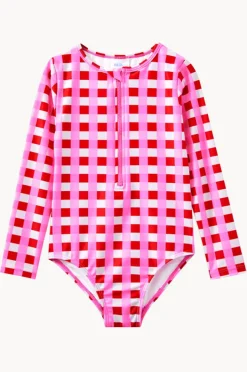 Rashies & Sunsuits|Milky Girls Lollipop Check Sunsuit Red/pink