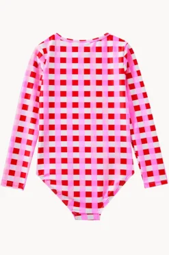 Rashies & Sunsuits|Milky Girls Lollipop Check Sunsuit Red/pink
