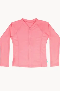 Rashies & Sunsuits|Salty Ink Girls Long Sleeve Zip Suntop Peach