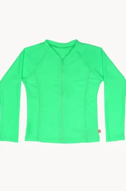 Rashies & Sunsuits|Salty Ink Girls Long Sleeve Zip Suntop Kiwi