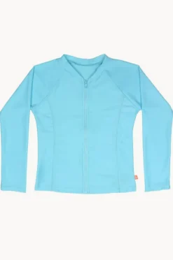 Rashies & Sunsuits|Salty Ink Girls Long Sleeve Zip Suntop Aqua