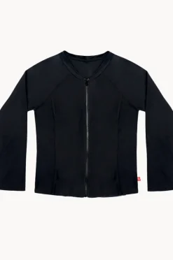 Rashies & Sunsuits|Salty Ink Girls Long Sleeve Zip Suntop Black