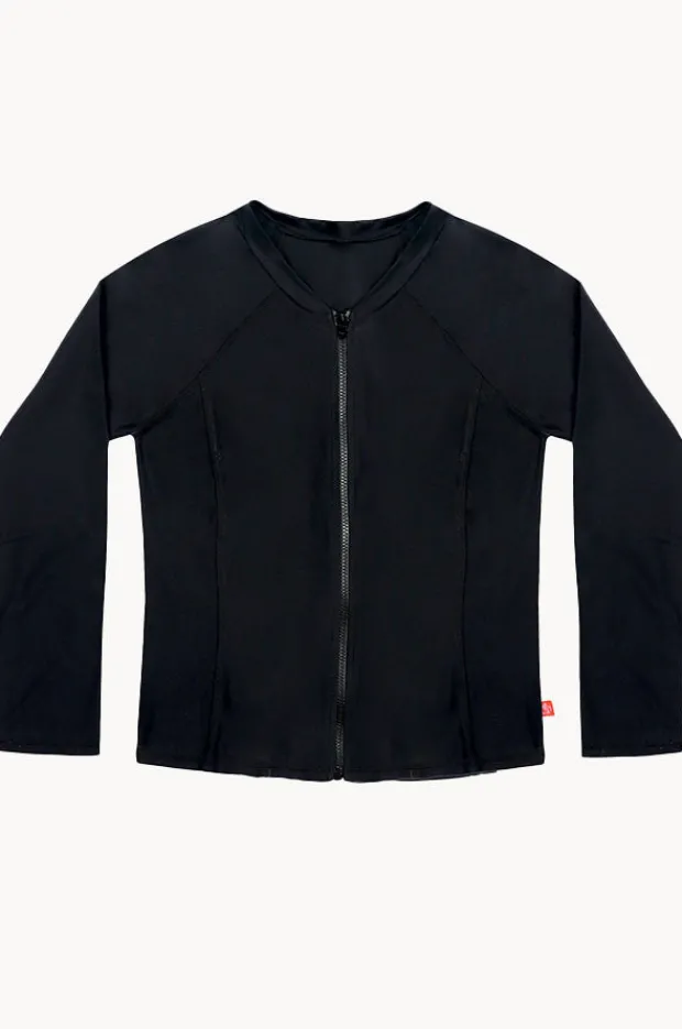 Rashies & Sunsuits|Salty Ink Girls Long Sleeve Zip Suntop Black