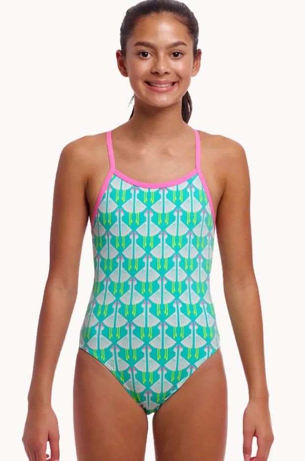 One Pieces|Funkita Girls Loose Goose Single Strap One Piece Green/white
