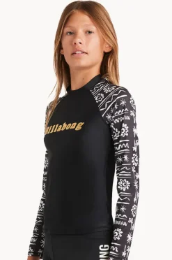 Rashies & Sunsuits|Billabong Girls Lost On You Long Sleeve Suntop BLACK
