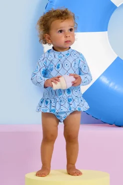 Rashies & Sunsuits|Seafolly Girls Girls Marbella Suntop Set Blue