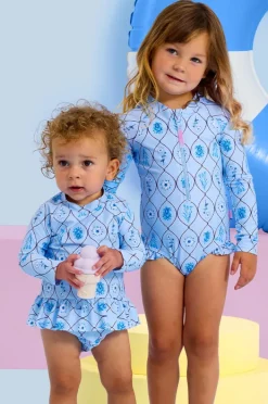 Rashies & Sunsuits|Seafolly Girls Girls Marbella Suntop Set Blue