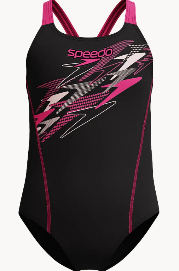 One Pieces|Speedo Girls Medley Logo Medalist One Piece Black/pink