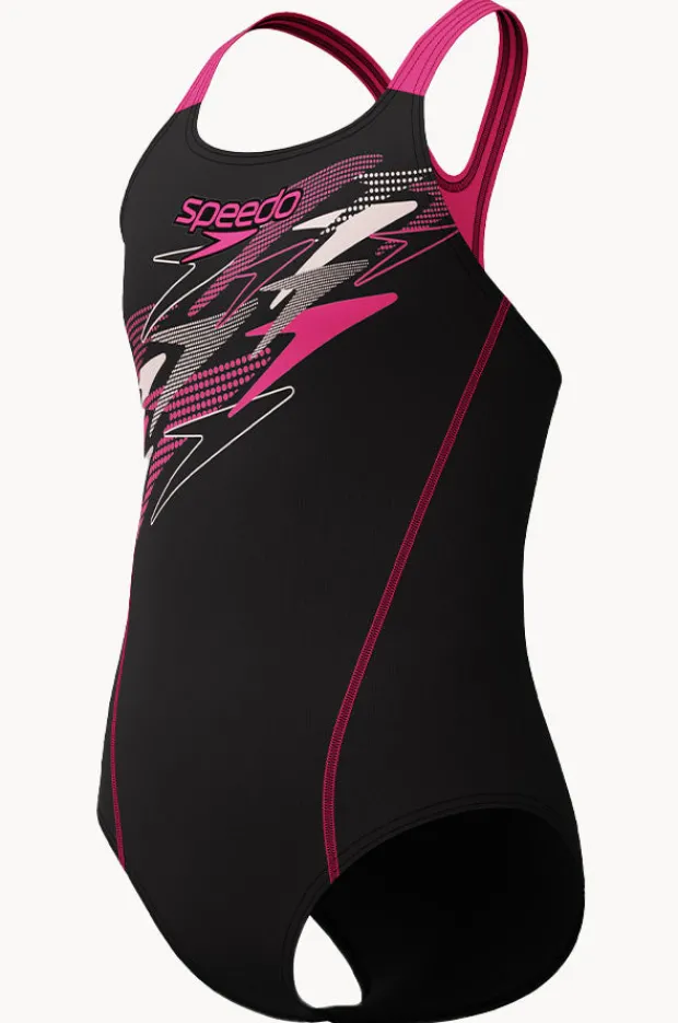 One Pieces|Speedo Girls Medley Logo Medalist One Piece Black/pink