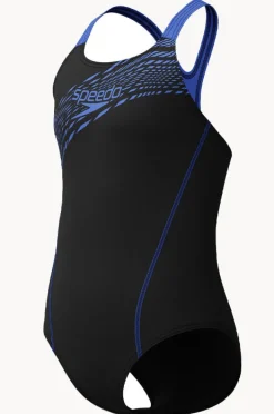 One Pieces|Speedo Girls Medley Logo Medalist One Piece Black/cobalt