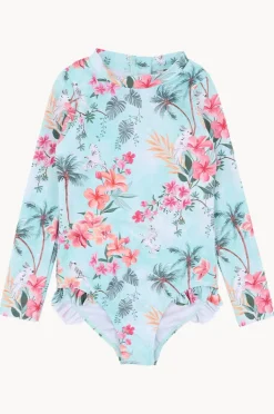 Rashies & Sunsuits|Minihaha Girls Milana Long Sleeve Sunsuit Blue/Multi