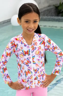 Rashies & Sunsuits|Salty Ink Girls Miss Aloha Long Sleeve Suntop Blue/Natural