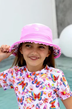Hats|Salty Ink Girls Miss Aloha Reversible Sunhat Blue/natural