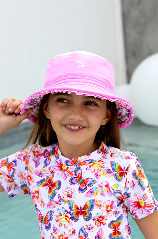 Hats|Salty Ink Girls Miss Aloha Reversible Sunhat Blue/natural