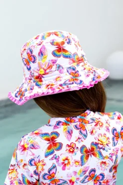 Hats|Salty Ink Girls Miss Aloha Reversible Sunhat Blue/natural