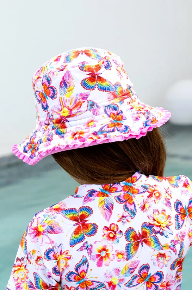 Hats|Salty Ink Girls Miss Aloha Reversible Sunhat Blue/natural