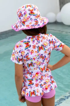 Rashies & Sunsuits|Salty Ink Girls Miss Aloha Suntop Set Blue/Natural