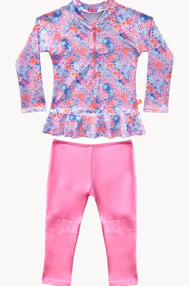 Rashies & Sunsuits|Salty Ink Girls Miss Cupcake Suntop Set Pink/blue
