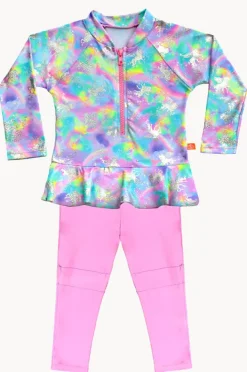 Rashies & Sunsuits|Salty Ink Girls Miss Dazzle Full Pant Sunsuit Pink/Multi