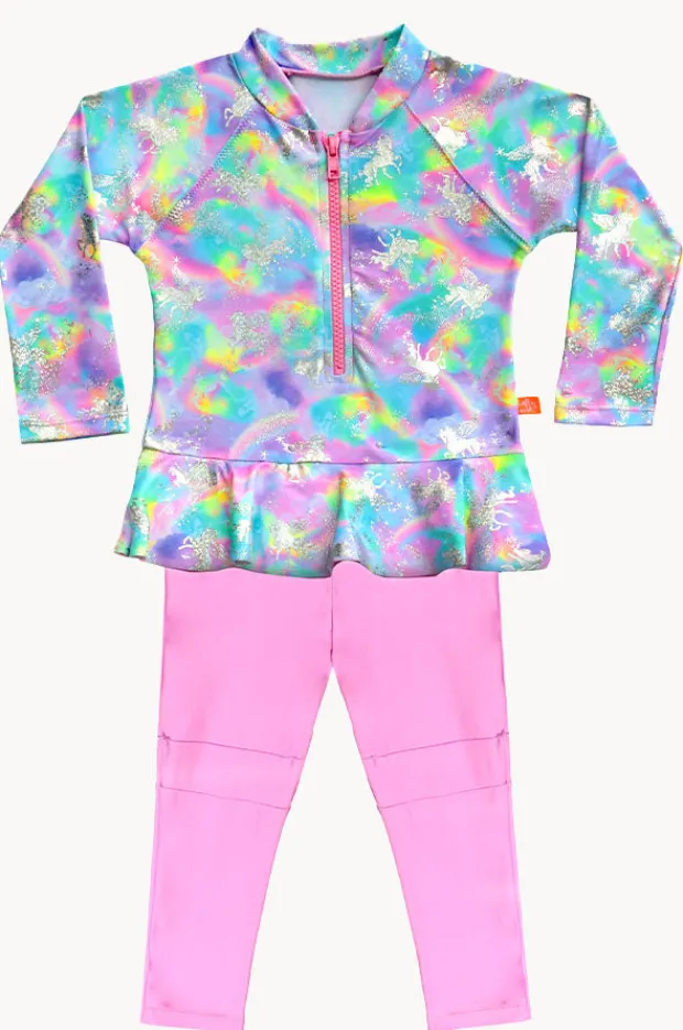 Rashies & Sunsuits|Salty Ink Girls Miss Dazzle Full Pant Sunsuit Pink/Multi