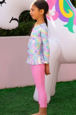 Rashies & Sunsuits|Salty Ink Girls Miss Dazzle Full Pant Sunsuit Pink/Multi