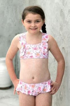 Bikini Sets|Salty Ink Girls Miss Rosie Frill Crop Set Pink