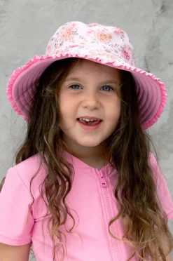 Hats|Salty Ink Girls Miss Rosie Reversible Sunhat Pink