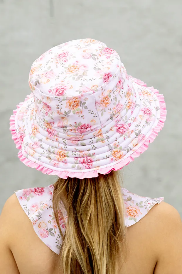 Hats|Salty Ink Girls Miss Rosie Reversible Sunhat Pink