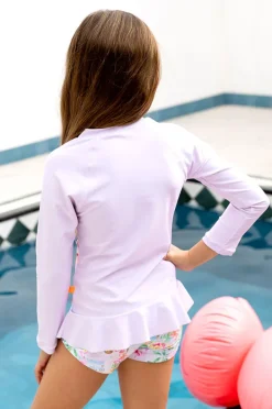 Rashies & Sunsuits|Salty Ink Girls Miss Vacay Long Sleeve Suntop Set Pink/multi