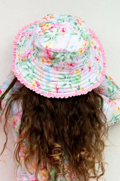 Hats|Salty Ink Girls Miss Vacay Reversible Sunhat Pink/multi