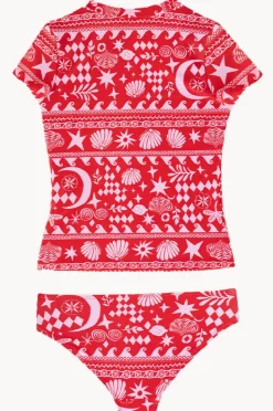 Rashies & Sunsuits|Seafolly Girls Girls Mykonos Suntop Set Red/Pink
