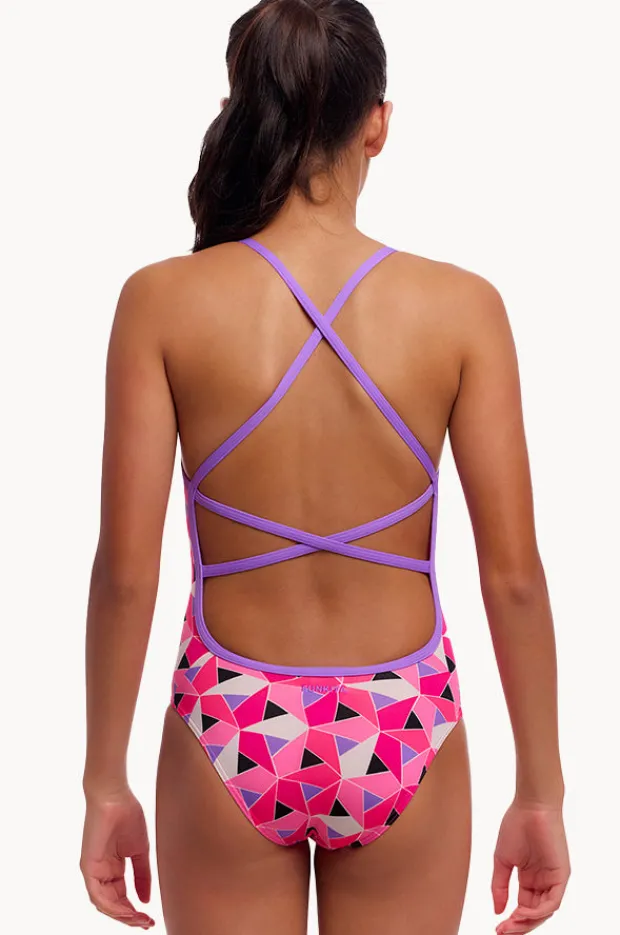 One Pieces|Funkita Girls Ninja Star Strapped In One Piece Pink/purple