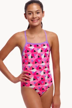 One Pieces|Funkita Girls Ninja Star Strapped In One Piece Pink/purple