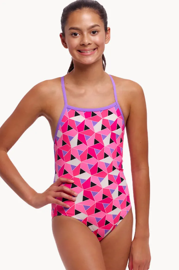 One Pieces|Funkita Girls Ninja Star Strapped In One Piece Pink/purple