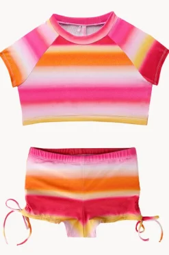 Rashies & Sunsuits|Seafolly Girls Girls Ombre Crop Suntop Set Orange/Pink