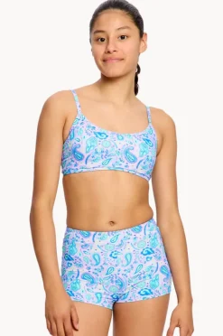 Period Swimwear|Bikini Sets|Modibodi Girls Paisley Crop Set Pink