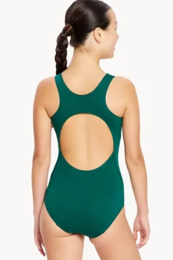 Period Swimwear|One Pieces|Modibodi Girls Performance Racerback One Piece Forest