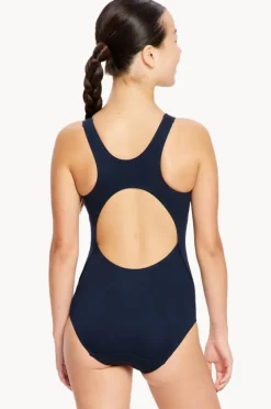 Period Swimwear|One Pieces|Modibodi Girls Performance Racerback One Piece Navy