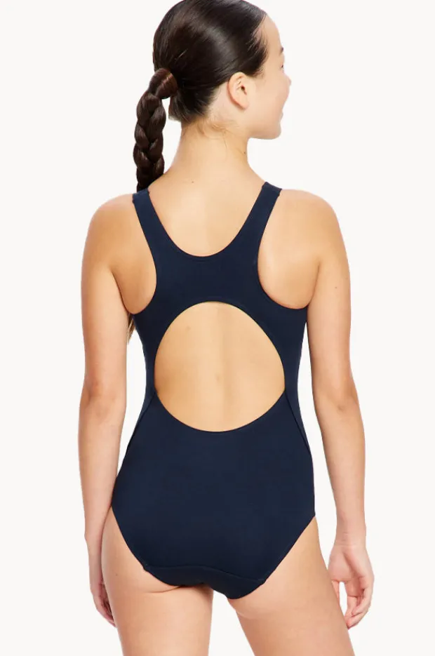 Period Swimwear|One Pieces|Modibodi Girls Performance Racerback One Piece Navy